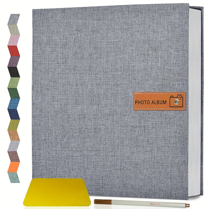 Self Adhesive Photo Album Scrapbook – Large Linen Cover Memory Book for 4x6 5x7 8x10 Photos, DIY Picture Book with Metal Pen, Gift for Mom, Baby, Wedding, Valentine's Day & Mother's Day, 40 & 60 Pages