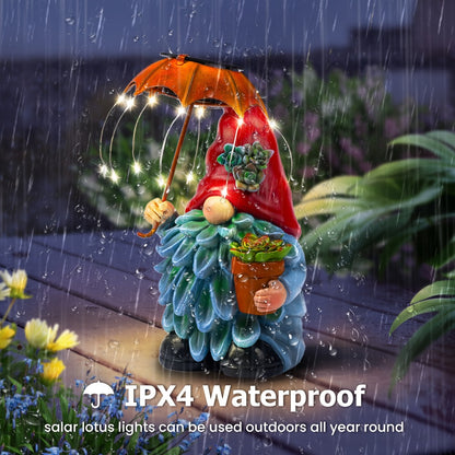 Solar Light Elf Resin Statue – Outdoor Garden Figurine That Automatically Lights Up at Night, Holiday Collectible Decor for Christmas, Easter, Halloween, Thanksgiving & Hanukkah, Patio Porch Desk Decor Gift