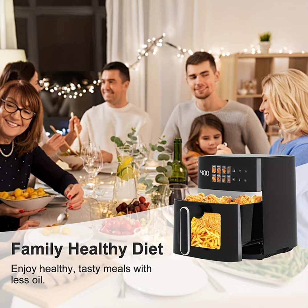 Air Fryer 5 Quart 8-in-1 Electric Hot Air Oven 1350W with LED Touchscreen & 360° Hot Air Circulation – Large Capacity Digital Air Fryer for Fry Roast Bake Grill Dehydrate, Black