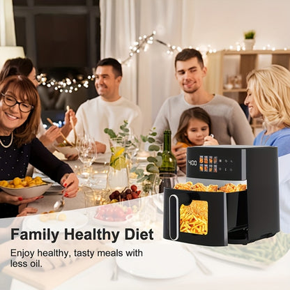 Air Fryer 5 Quart 8-in-1 Electric Hot Air Oven 1350W with LED Touchscreen & 360° Hot Air Circulation – Large Capacity Digital Air Fryer for Fry Roast Bake Grill Dehydrate, Black