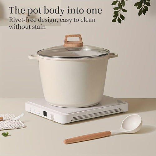 Non-Stick Stock Pot 10.5 QT Large Capacity Soup Pot with Lid - Induction Compatible All Stovetops High Temperature Resistant Easy Clean Cookware for Home Cooks Families Housewarming Gift