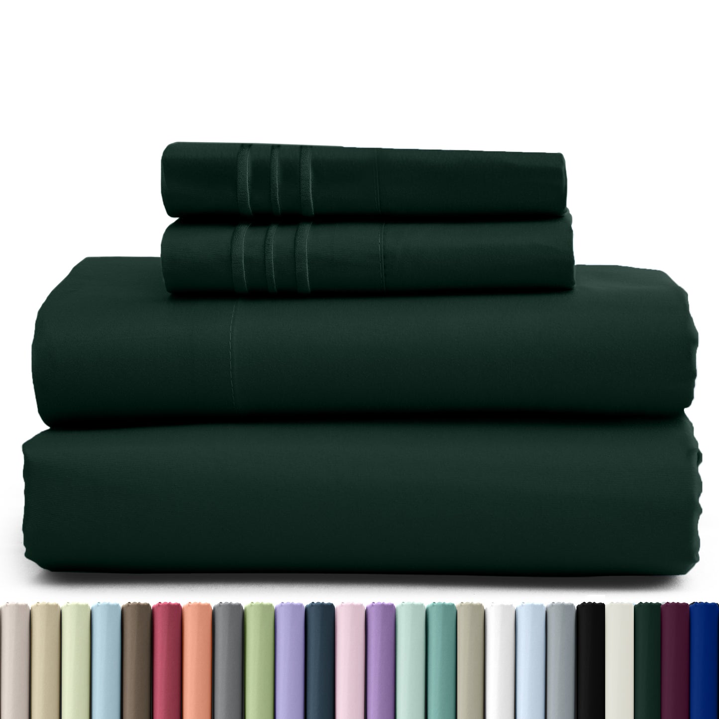 Fitted Sheet Set 4 Piece Microfiber Deep Pocket Bed Sheets - Soft Brushed Bedding Set with Pillowcases, All Season Cooling Sheet Set, 16 Inch Deep Pocket, Multiple Colors & Sizes