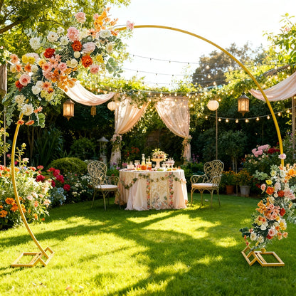 Metal Round Wedding Arch Backdrop Stand - Circular Balloon Arch Kit for Wedding, Birthday Party, Graduation & Ceremony Decoration (1-2 Pcs, No Balloons)
