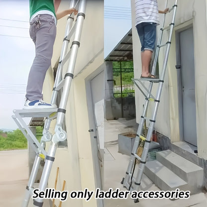 Ladder Platform Scaffold Board 400 lb Heavy Duty Non-Slip Work Tray Retractable Workstation Tool Tray Attachment for Extension Ladders Easy Install Silver