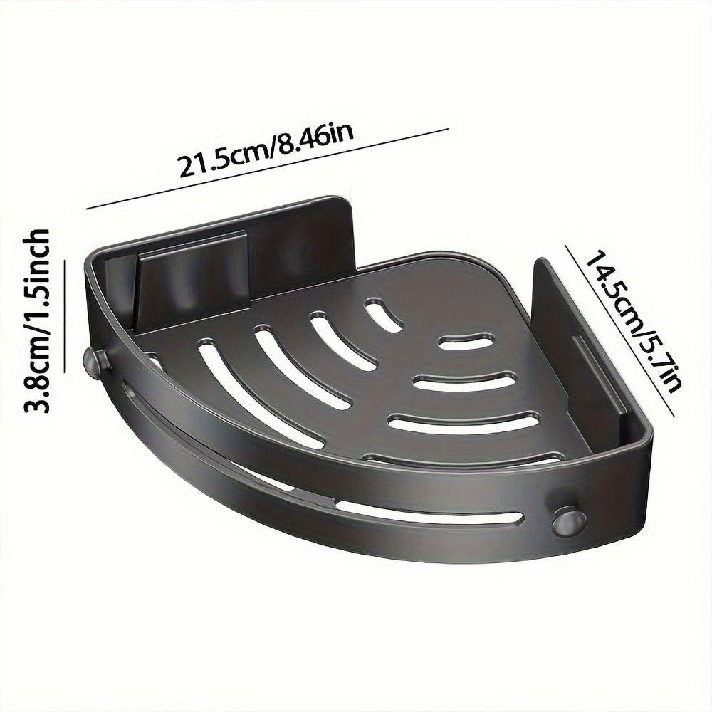 Corner Shower Shelf 2-Layer Nail-Free Bathroom Caddy – No Drill Plastic Shampoo Holder & Organizer for Shower, Bathtub & Bathroom Wall | Drainage Design, Strong Load-Bearing