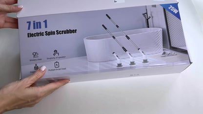 Electric Spin Scrubber with 7 Brush Heads & Adjustable Handle – Dual-Speed Cordless Power Scrubber for Bathroom, Tub, Tile, Floor & Shower Cleaning