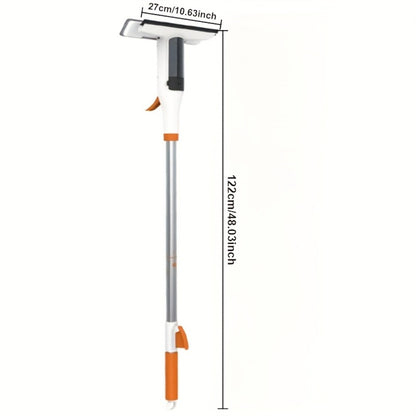 3-in-1 Glass Cleaning Kit with Durable Metal Pole & Scraper, Window Cleaner Tool for High Windows Shower Doors Car Windshields, Home Glass Cleaning Squeegee Set