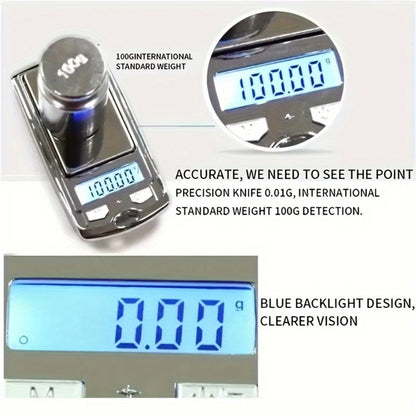 Mini Digital Pocket Scale 0.01g Precision – Portable Keychain Scale with Backlit LCD for Jewelry, Herbs, Food & Kitchen Use – Compact Lightweight Gram Scale