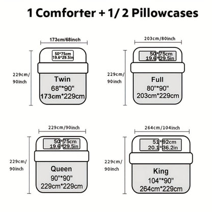Comforter Set 2 3 Piece Colorful Floral Print Quilt with Pillowcases, Soft Breathable Hypoallergenic Machine Washable Quilted Bed Cover for Twin Full Queen King, Boho Flower Bedding Room Decor
