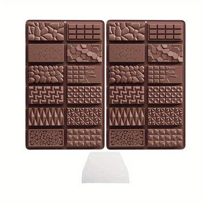 Silicone Chocolate Molds 3 Pack, 12 Cavity Food Grade BPA-Free Non-Stick Chocolate Bar Mold with Scraper, Easy Pop Out Candy Mold for Homemade Chocolate, Wax Melts, Soap, Valentine's Day, Thanksgiving
