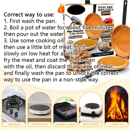 Double-Sided Non-Stick Omelette Pan – Reversible Flip Skillet for Fluffy Pancakes, Omelets & Italian Omelettes | Dishwasher Safe, Indoor & Outdoor Cooking, Camping Kitchen Essentials