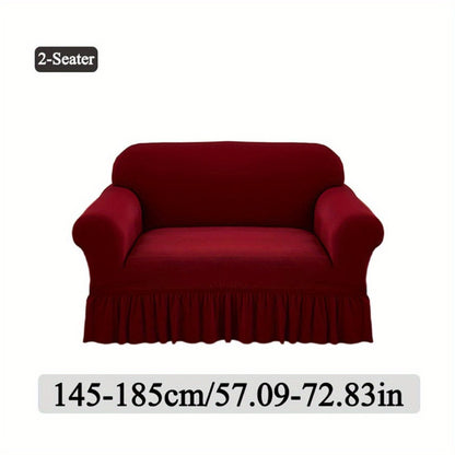 Stretch Sofa Slipcover Lightweight Breathable Elastic Full Cover Skirted Design Anti-Slip Soft Cool Comfort Machine Washable for 3 4 Seater Living Room Furniture Protector