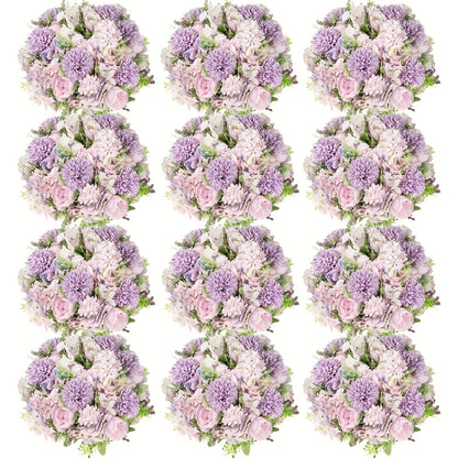 Artificial Peony Flowers 12 Bundles - Faux Peony & Hydrangea Bouquet for Wedding Centerpiece, Table Floral Arrangement, Vase Decor, Home & Holiday Decoration (Blue White, Pink, Purple, White, Green)