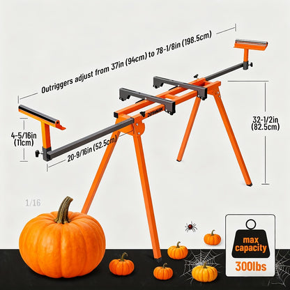 Miter Saw Stand with 78-1/8" Sliding Rail – 3-Step Quick Fold, 22LB Lightweight, 330LB Capacity, Universal Fit for DeWalt Makita Bosch & Most Miter Saw Brands