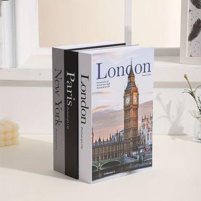 Decorative Books for Coffee Table Set of 3 – Hardcover Faux Books with Storage Box, White & Black Shelf Decor Accent for Living Room, Bedroom, Home Office, Christmas & Halloween Display