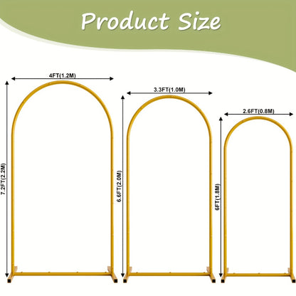 Metal Arch Backdrop Stand Set of 3 (7.2ft/6.6ft/6ft) + 7 Balloon Clips - Wedding Arch Frame for Birthday Party, Graduation, Ceremony, Thanksgiving & Halloween Decoration
