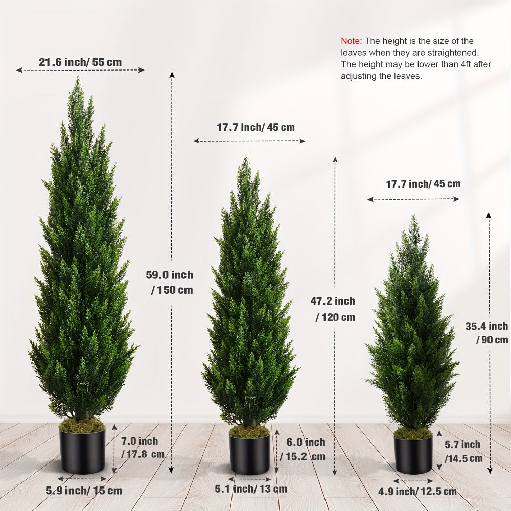 Artificial Cedar Topiary Tree UV Resistant – Potted Fake Cypress Tree for Front Porch, Entryway & Living Room – Evergreen Faux Cedar Plant for Indoor Outdoor Home Decor, Yard & Garden – 2FT 3FT 1 or 2 Pack