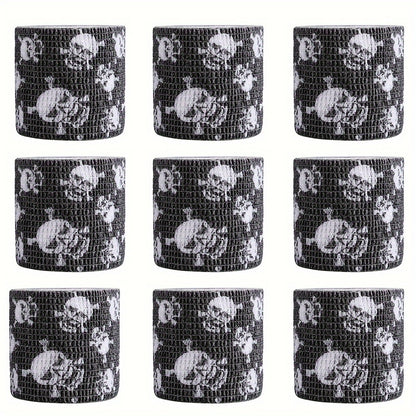 Tattoo Kit 9pcs Skull & Camouflage Temporary Tattoo Stencil Set – Body Art Accessories for Adults & Kids, No Batteries Needed