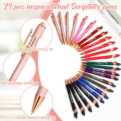 Christian Gifts Bulk Set 72pcs | Inspirational Religious Notebooks Ballpoint Pens Verse Keychains – Bible Quote Party Favors for Church Office Christmas Easter Stocking Stuffers