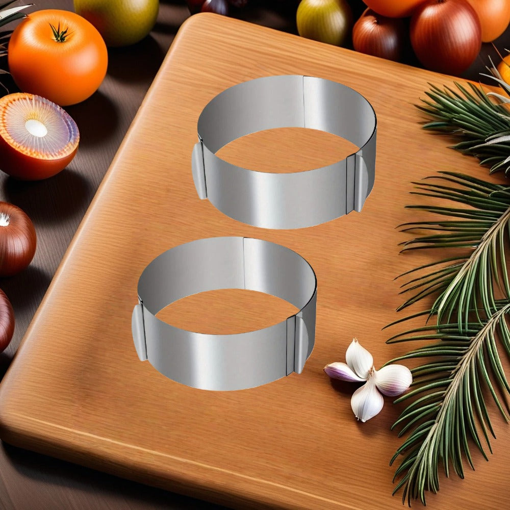 Adjustable Stainless Steel Cake Ring Mold 2-Pack, Retractable Round Mousse Cake Ring 6.3" to 11.8" Diameter, Heavy Duty Baking Ring for Mousse Cheesecake Layer Cake, Cake Decorating Tool
