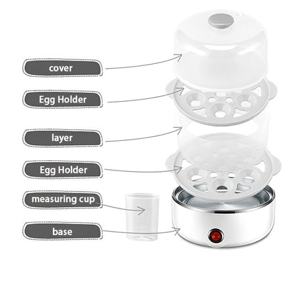 Egg Steamer Stainless Steel Mini Breakfast Machine Single Double Layer Multi-Functional Egg Cooker for Home Dormitory Student Dorm Back to School Holiday Gift