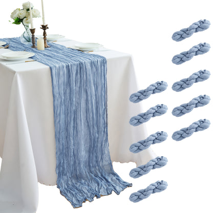 Cheesecloth Table Runner 10 Pack, 10ft Boho Wedding Table Runner for Reception, Rustic Bridal Shower, Party & Home Decor – Dusty Pink, Sage, Lavender