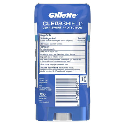 Antiperspirant Deodorant for Men Gillette Clinical 72-Hour Protection – Clear Gel Cool Wave Scent, 3.8 oz, Pack of 4, Anti-White Mark, Prescription Strength Sweat Defense