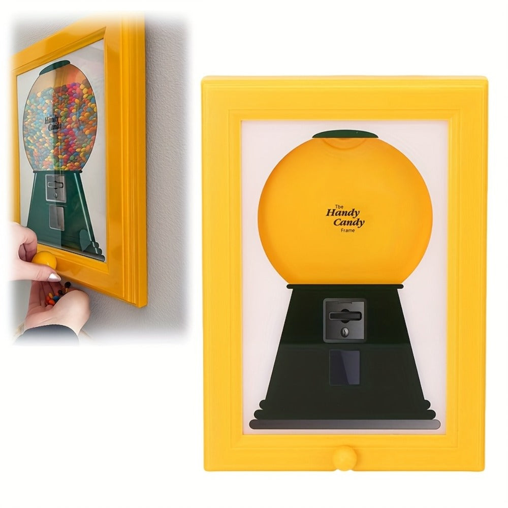 Wall Mounted Photo Frame Candy Dispenser with Shelf – Space Saving Treat & Nut Storage Holder for Home Office Decor