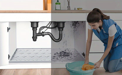 Under Sink Mat Waterproof Silicone 34" x 22" Undersink Drip Tray Liner for Kitchen Bathroom Cabinet, Holds 2 Gallons, Non-Toxic Durable Cabinet Protector with Raised Edges Four-Leaf Clover Pattern