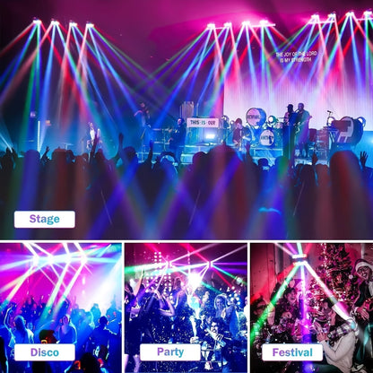 Spider Beam Moving Head Stage Light 8x3W RGBW LED DJ Disco Light Sound Activated DMX-512 Control for Party Club Bar Wedding Festival Show