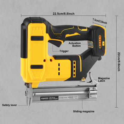 Cordless Brad Nailer and Stapler 2-in-1 Compatible with DEWALT 20V MAX Battery, Brushless Motor, Heavy-Duty Safety Lock, Fires 1-3/16" Nails & 7/8" Staples for Flooring Trim Woodworking (Tool Only)