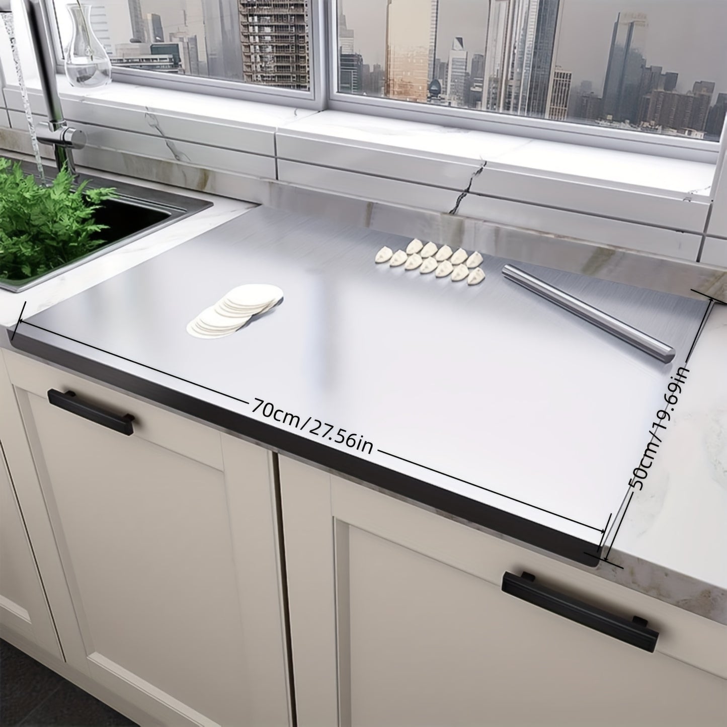 Extra Large Stainless Steel Cutting Board – Multi-Use Kitchen Chopping Board, Easy to Clean & Store, Multiple Sizes