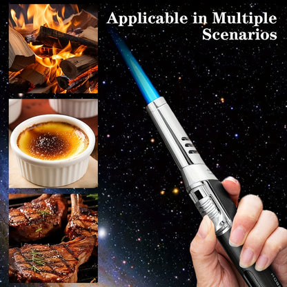 Refillable Butane Torch Lighter Pen Style – JOBON Jet Flame Lighter with Adjustable Flame, Ignition Lock, 360° Rotatable High-Temp Nozzle, Safety Lock, Visual Gas Tank, Gift Box Included, Ideal for Candles BBQ Cooking Camping