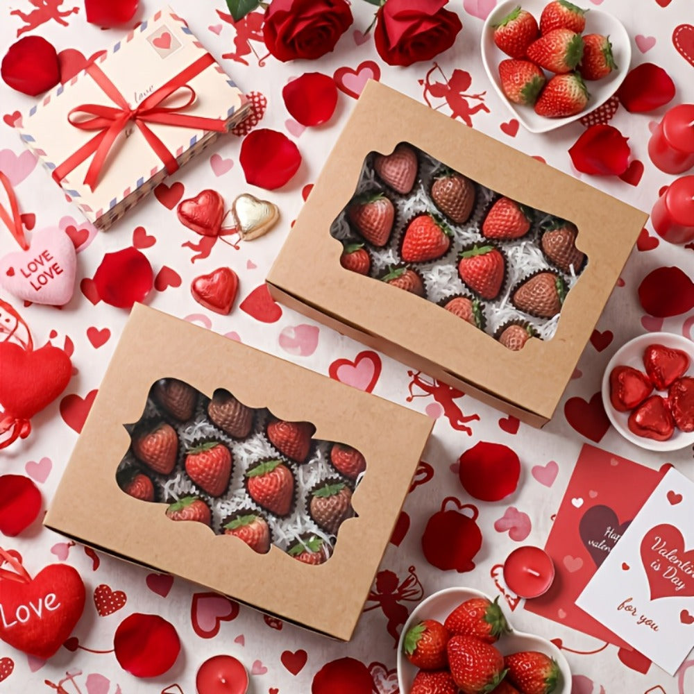 Cookie Boxes with Window 48 Pack – 8x6x2.5" Kraft Bakery Treat Boxes for Cookies, Macarons, Pastries & Cake, Brown & White Cardboard Gift Boxes for Birthday, Wedding & Holiday Packaging