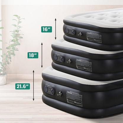 Inflatable Air Mattress with Pump Flocking Surface High Load Capacity Portable Air Sleeping Bed for Camping Hiking Beach Indoor Outdoor Guest Use, Easy Storage Compact Design