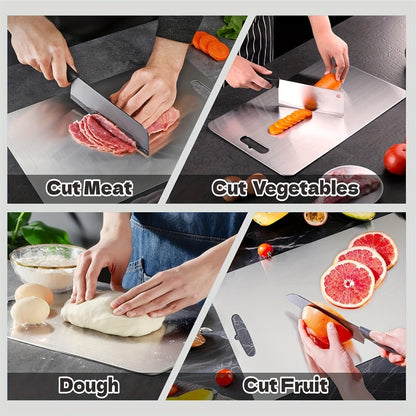 Stainless Steel Cutting Board Dual-Sided 9x13 Inch – Non-Slip Kitchen Chopping Board for Meat Vegetables Fish, Compact Design for RV Small Kitchen Home Chef