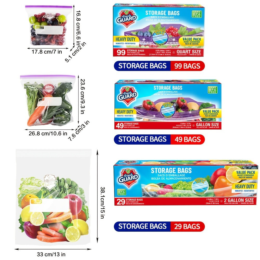 Freezer Storage Bags Resealable – Sturdy Bulk Food Storage Bags with Easy-Open Tabs for Freezer & Refrigerator – 0.25 Gallon, 1 Gallon & 2 Gallon for Fruits, Vegetables, Meats & Meal Prep