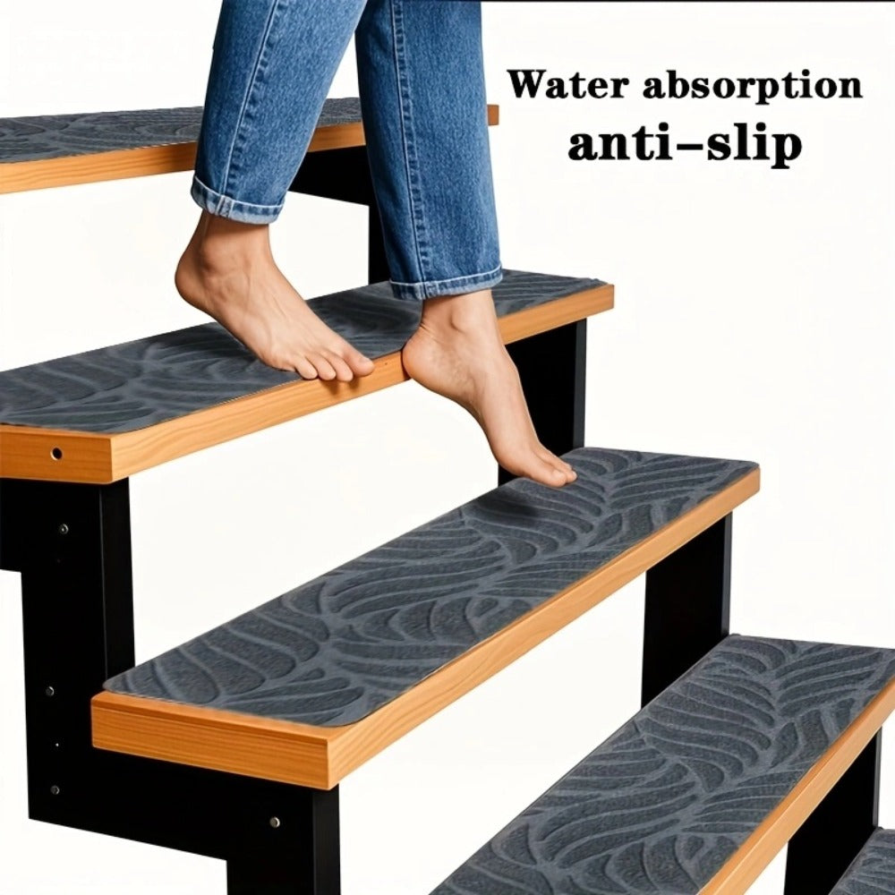 Non-Slip Stair Treads 15 Pack – Self-Adhesive Indoor Stair Mats for Wooden Steps, Washable Polyester Carpet Runners, Protects Stairs & Prevents Slipping for Kids, Pets & Elderly
