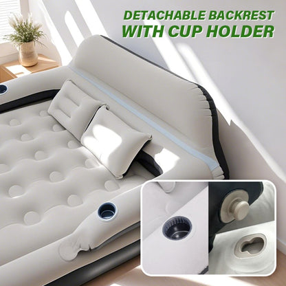 Inflatable Air Mattress with Backrest Pillow & Built-in Pump, Self-Inflating Portable Camping Bed for Outdoor Hiking Travel, Double Size Guest Bed for Home Floor Sleeping
