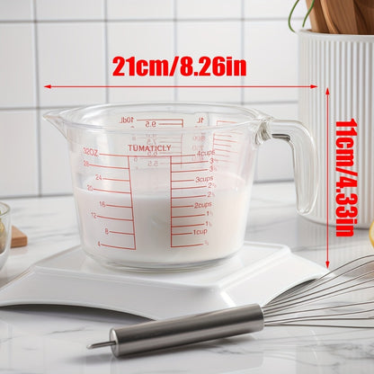 Glass Measuring Cups Set 1/3pcs Tempered Glass 11.83oz 16.91oz 33.81oz Transparent with Handle Dishwasher Microwave Freezer Oven Safe