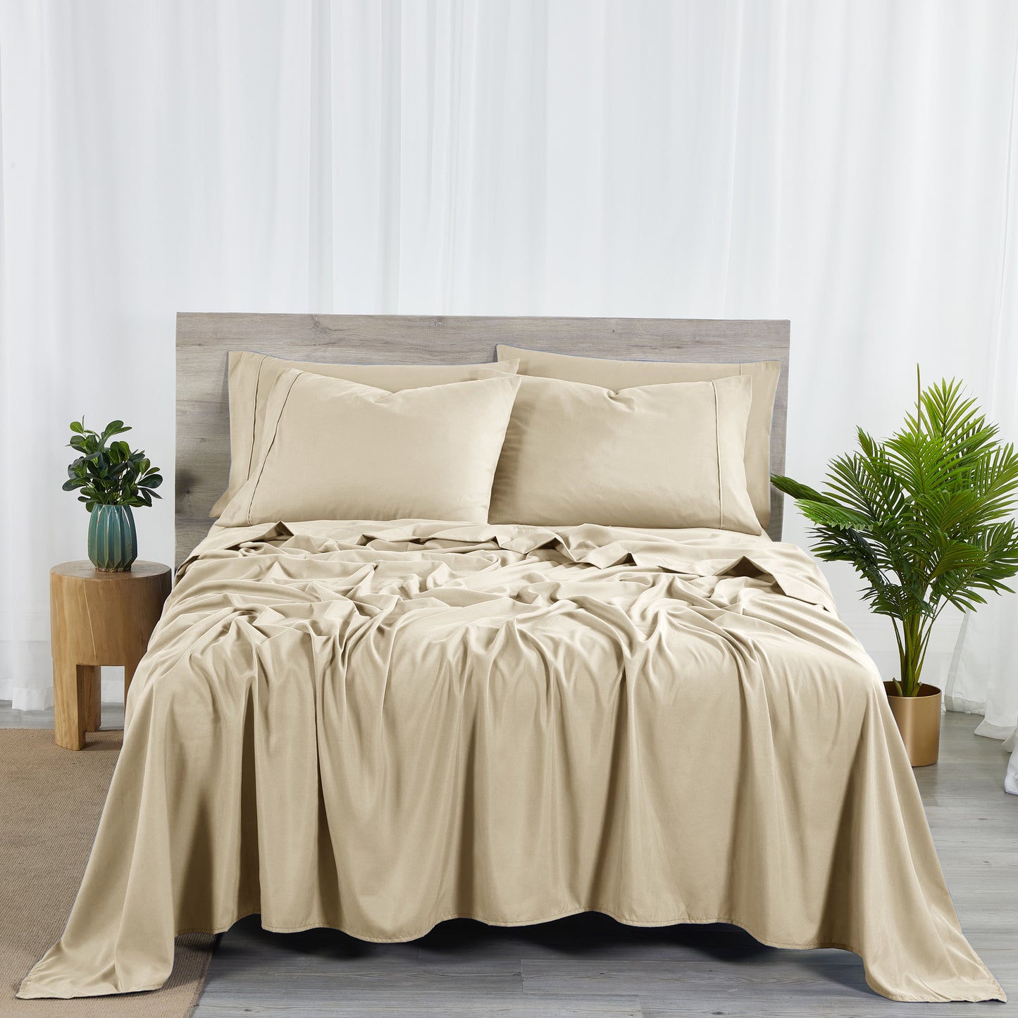 Bamboo Blend 6-Piece Sheet Set – 2000 Thread Count SnugGrip Fitted Sheet 16" Deep Pocket Soft Wrinkle Resistant Twin Full Queen King Cal King