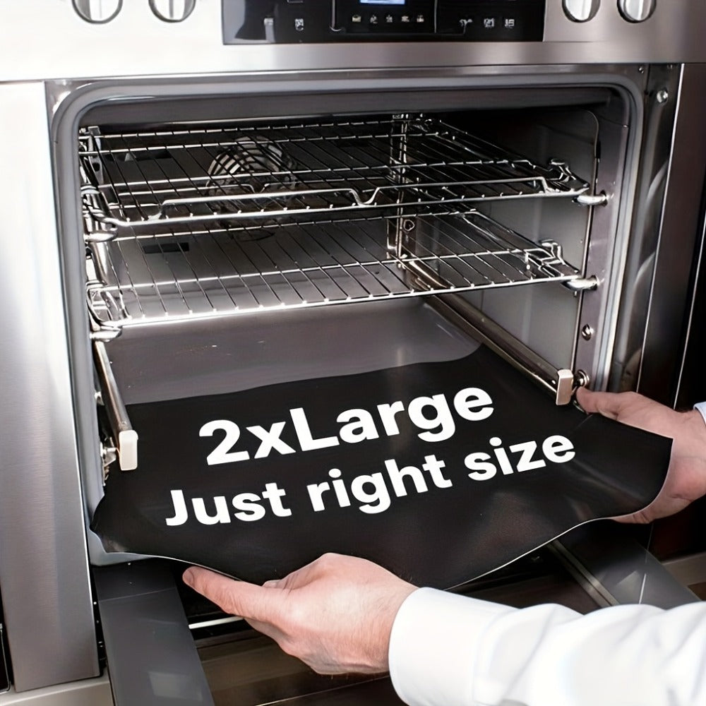 Nonstick Oven Liner Mat 2-Pack, Extra Large Heavy Duty Reusable Oven Bottom Protector, PTFE Oven Mat for Electric Oven, Trimable Oven Floor Liner Catches Drips Spills, 17x24 Inch, Heat Resistant to 260°C