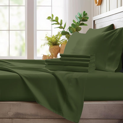 Bamboo Cooling Sheet Set 4pcs – Deep Pocket Fitted Sheet Flat Sheet Pillowcases for Hot Sleepers Twin Full Queen King
