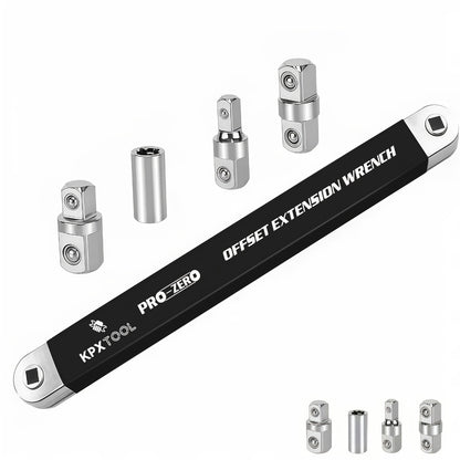 Ratchet Wrench Set 2-in-1 Multi-Function Offset Extension | 1/2" 1/4" 3/8" Square Head Adapters | 180° Swivel High Torque Non-Slip Handle | Durable Metal Automotive Repair Hand Tool