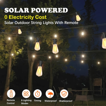 Solar String Lights Outdoor LED – 39/50/72/100/105FT Spherical Bulb & Warm/Cool White with Remote Control | IP65 Waterproof 12-Hour Solar Powered Fairy Lights for Patio, Garden & Festival Decoration