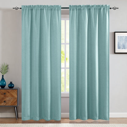 Blackout Curtains 80% Light Blocking – 2 Panels Thermal Insulated Linen Textured Rod Pocket Window Drapes for Bedroom, Living Room & Kitchen Privacy