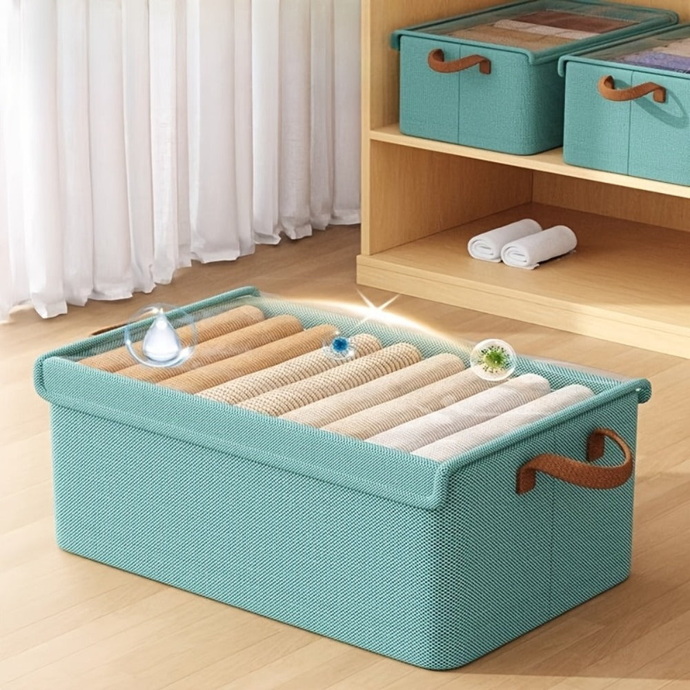 Foldable Storage Boxes with Clear Lids & Handles Large Collapsible Organizer Bins for Clothes, Blankets & Bedding – Bedroom, Wardrobe & Under Bed Storage, 4 or 6 Pack