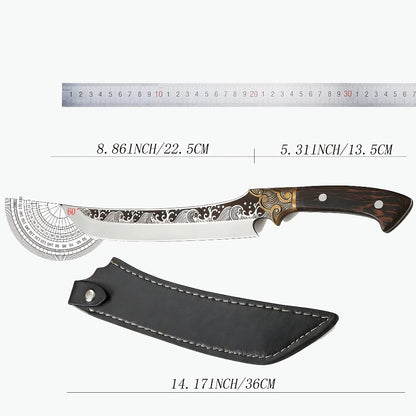 Carving Knife 8.86 Inch High Carbon Steel Brisket Knife Full Tang Ergonomic Handle with Leather Sheath Razor Sharp Meat Cutting Slicing BBQ Grilling Gift for Men Women