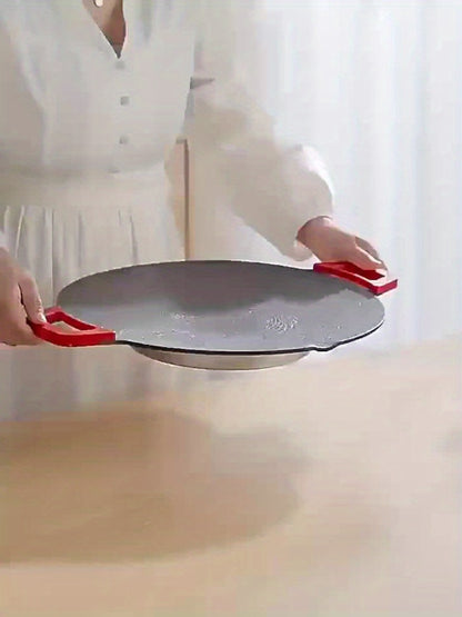 Korean BBQ Grill Pan – Round Non-Stick Multi-Functional Electric Grill Pan with Red Handle & Adjustable Settings, Home & Outdoor BBQ Pot for Family Gatherings, Available in 14.17" & 15.75"