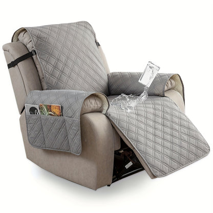Recliner Chair Cover Waterproof Dual-Layer with Side Pockets Non-Slip Scratch Resistant Machine Washable Pet Protection 11 Colors